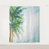 Tenture Palmiers à l'aquarelle Plage tropicale (Devant)
