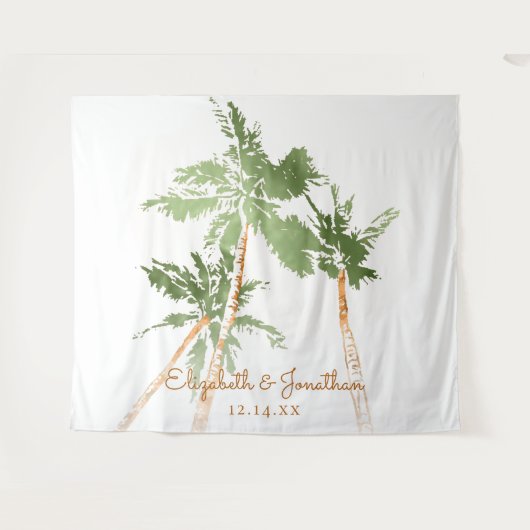 Tenture Palmiers Cuivre Plage Mariage Photo Booth fond (Devant (Horizontal))