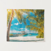 Tenture Palmiers sur le coucher du soleil (Devant (Horizontal))