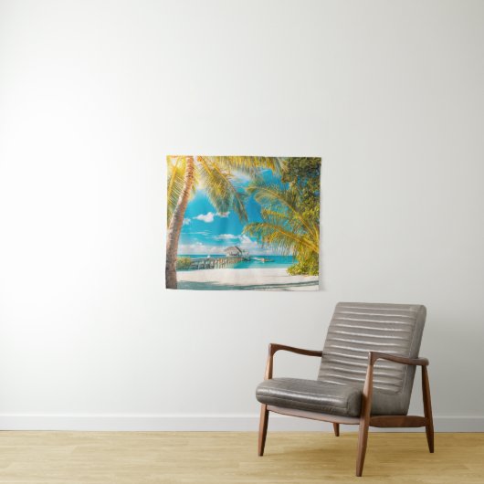 Tenture Palmiers sur le coucher du soleil (En situation (horizontale))