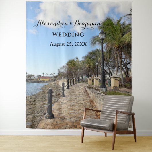 Tenture Palmiers tropicaux mariages - Photo Booth Backdrop (En situation)