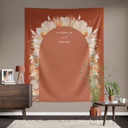 Tenture Pampas en terre cuite bohème herbe mariage élégant