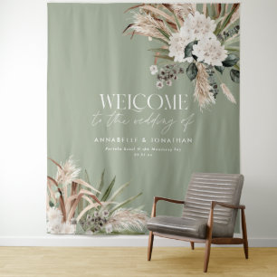 Tenture Pampas eucalyptus botanique moderne pour mariage d