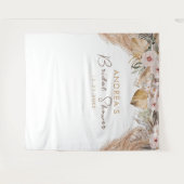 Tenture Pampas Grass & Blush Floral Fête des mariées fond (Devant (Horizontal))