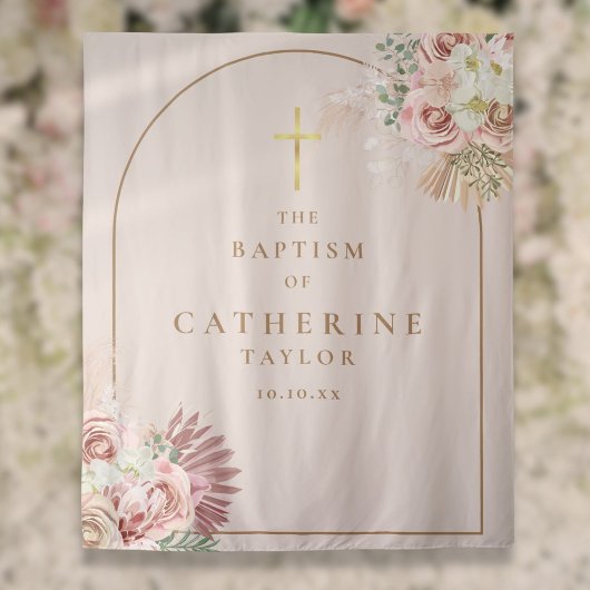 Tenture Pampas Grass rose or Arc Baptême Photo fond