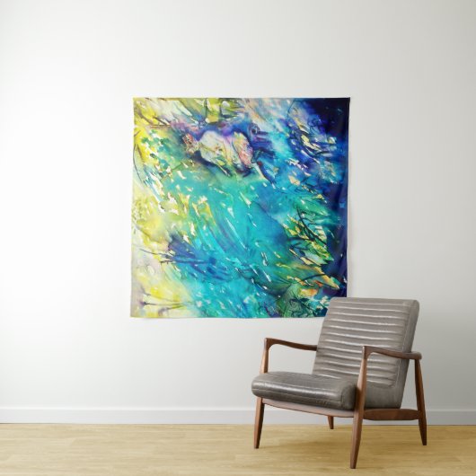 TENTURE PAN JOUER FLUTE ET CERF EN BOIS VERT (En situation)