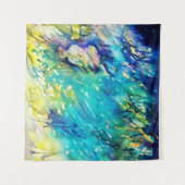 TENTURE PAN JOUER FLUTE ET CERF EN BOIS VERT (Devant)