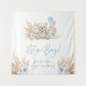 Tenture Pancarte de bienvenue Baby Shower Boho Teddy Bear (Devant (Horizontal))
