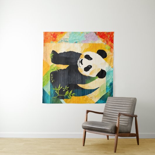 Tenture Panda Bear Quilt Look Tapestry (En situation (horizontale))