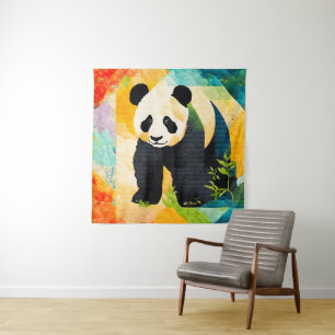 Tenture Panda Bear Quilt Look Tapestry