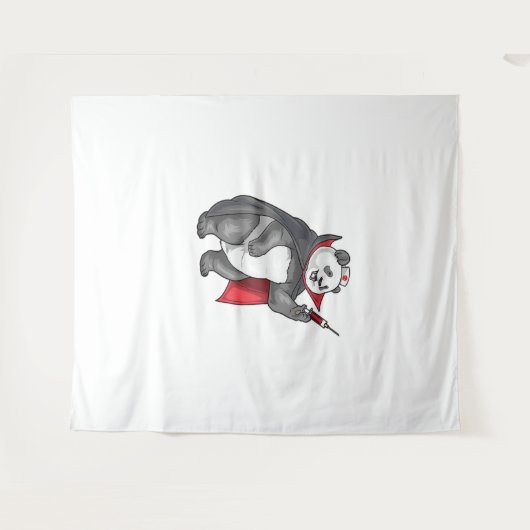 Tenture Panda Halloween Vampire infirmière T-shirt surdime (Devant (Horizontal))