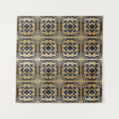 Tenture Panneau d'art géométrique Mur d'or bleu marocain (Devant)