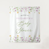 Tenture Panneau de bienvenue à l'aquarelle verte jaune ros (Devant)