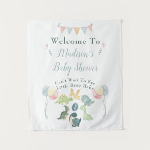 Tenture Panneau de bienvenue Baby Shower Aquarelle Dinosau