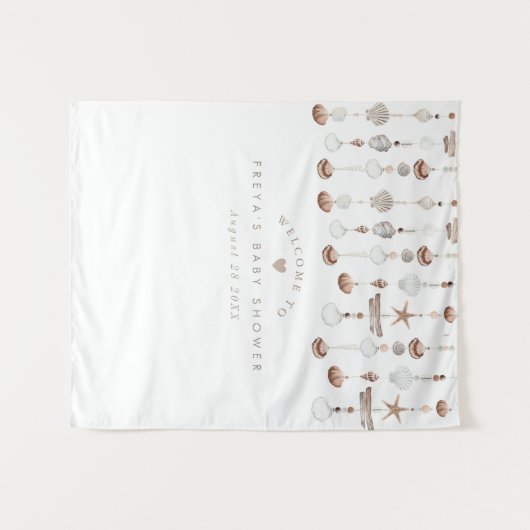 Tenture Panneau de bienvenue Boho Beach Shell (Devant (Horizontal))