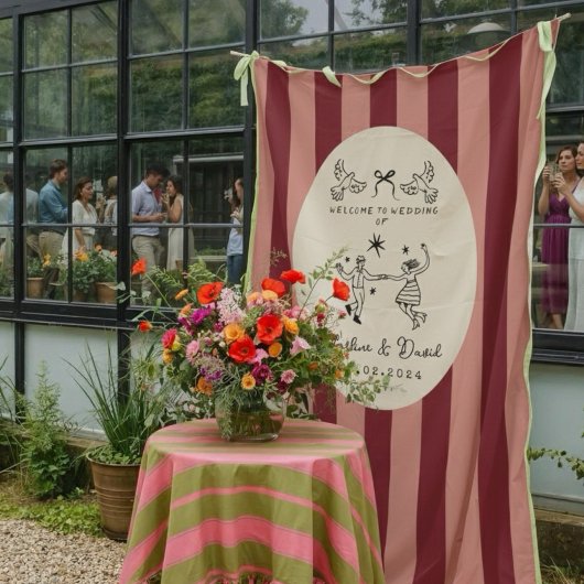 Tenture Panneau de bienvenue de mariage à griffonnage dess