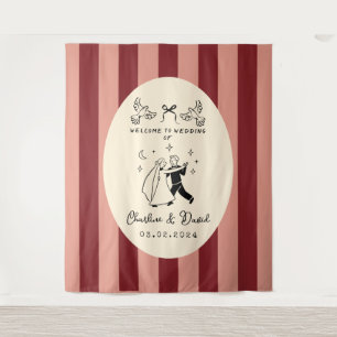 Tenture Panneau de bienvenue de mariage au gribouillage de