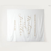 Tenture Panneau de Bienvenue de Mariage Blanc & Or (Devant (Horizontal))
