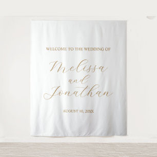 Tenture Panneau de Bienvenue de Mariage Blanc & Or