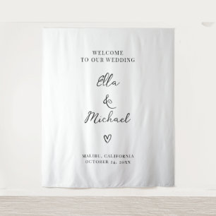 Tenture Panneau de bienvenue de mariage minimaliste élégan