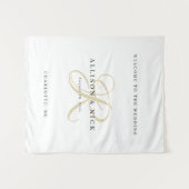 Tenture Panneau de bienvenue de mariage simple monogramme (Devant (Horizontal))