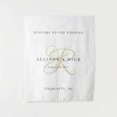 Tenture Panneau de bienvenue de mariage simple monogramme (Devant)