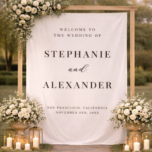 Tenture Panneau de bienvenue de mariage sur mesure en tiss