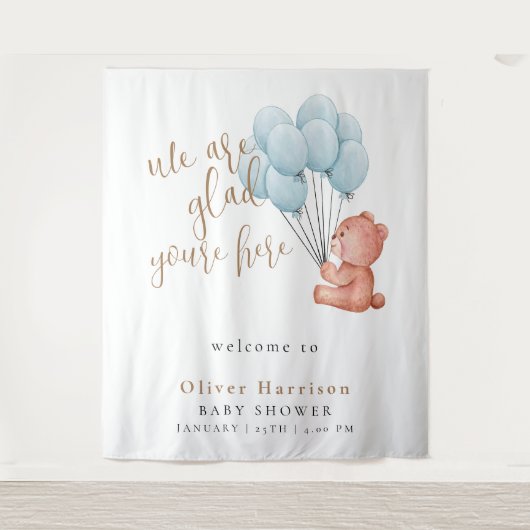 Tenture Panneau de bienvenue Ourson Mignon Baby Shower Bal (Devant)