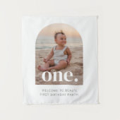 Tenture Panneau de bienvenue photo à arche pour 1er annive (Devant)