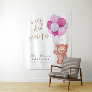 Tenture Panneau de bienvenue pour Baby Shower avec un ours