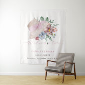 Tenture Panneau de bienvenue pour Baby Shower Fille au Jar (En situation)