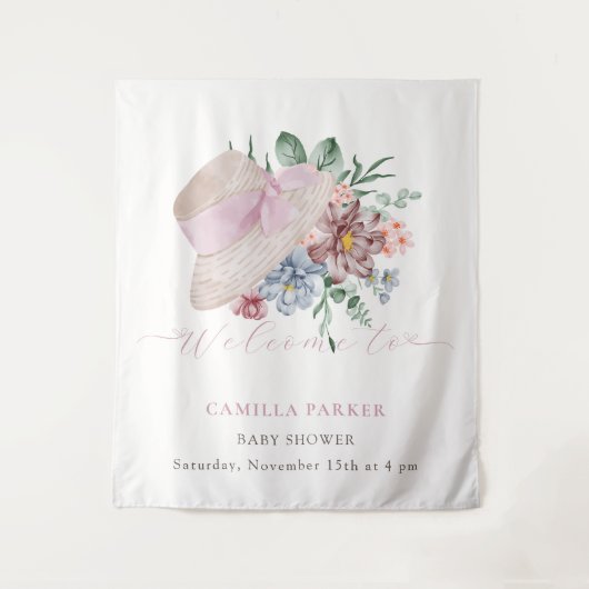 Tenture Panneau de bienvenue pour Baby Shower Fille au Jar (Devant)