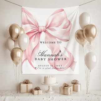 Tenture Panneau de Bienvenue pour Baby Shower Fille avec N