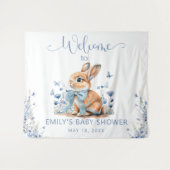 Tenture Panneau de bienvenue pour Baby Shower Lapin Mignon (Devant (Horizontal))