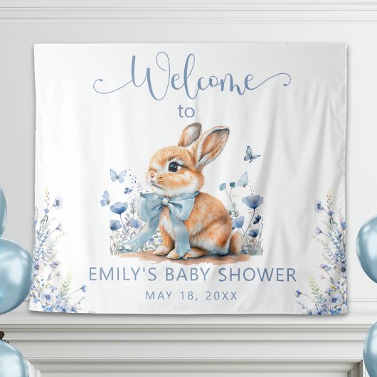 Tenture Panneau de bienvenue pour Baby Shower Lapin Mignon