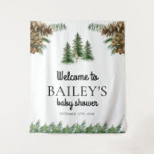 Tenture Panneau de bienvenue pour Baby Shower rustique d'h (Devant)