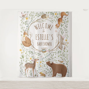 Tenture Panneau de bienvenue pour Baby Shower sur les Anim