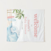 Tenture Panneau de bienvenue pour Baby Shower Surf Bébé Ro (Devant (Horizontal))