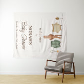 Tenture Panneau de bienvenue pour Baby Shower tenue Boho B (En situation (horizontale))