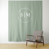 Tenture Panneau de Bienvenue pour Mariage avec Monogramme (En situation)