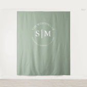 Tenture Panneau de Bienvenue pour Mariage avec Monogramme (Devant)
