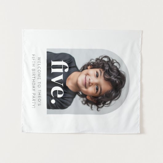 Tenture Panneau de bienvenue pour un 5ème anniversaire ave (Devant (Horizontal))