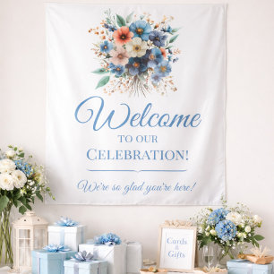 Tenture Panneau de bienvenue pour une fête de mariage Fleu