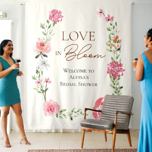Tenture Panneau de bienvenue pour une fête prénuptiale flo