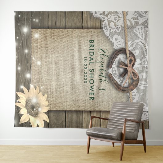 Tenture Panneau de Booth Photo Mariage Champêtre avec Tour (En situation (horizontale))