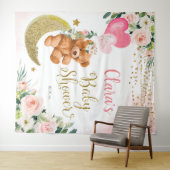 Tenture Panneau de Fête de Bébé à Ballon Ours Rose (En situation (horizontale))