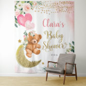 Tenture Panneau de Fête de Bébé à Ballon Ours Rose (En situation)