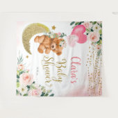 Tenture Panneau de Fête de Bébé Fille Ballon Ours Rose (Devant (Horizontal))