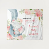 Tenture Panneau de fond de fête prénatale éléphant floral  (Devant (Horizontal))