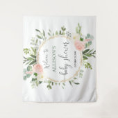 Tenture Panneau de fond pour baby shower fille avec feuill (Devant)